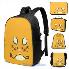 Dedenne USB Charge Backpack School Travel Laptop Bag
