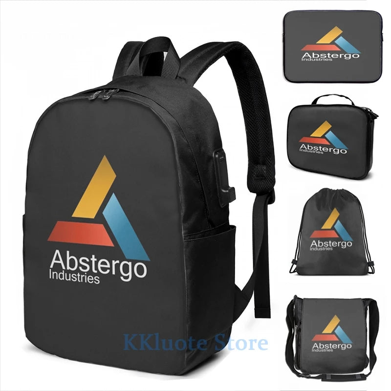 Abstergo Industries AC USB Charge Backpack School Travel Laptop Bag