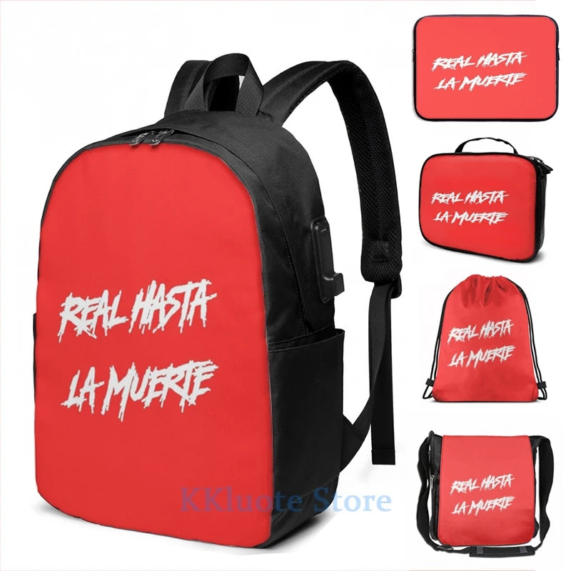 Anuel aa- Real Until Death(2) USB Charge Backpack School Travel Bag