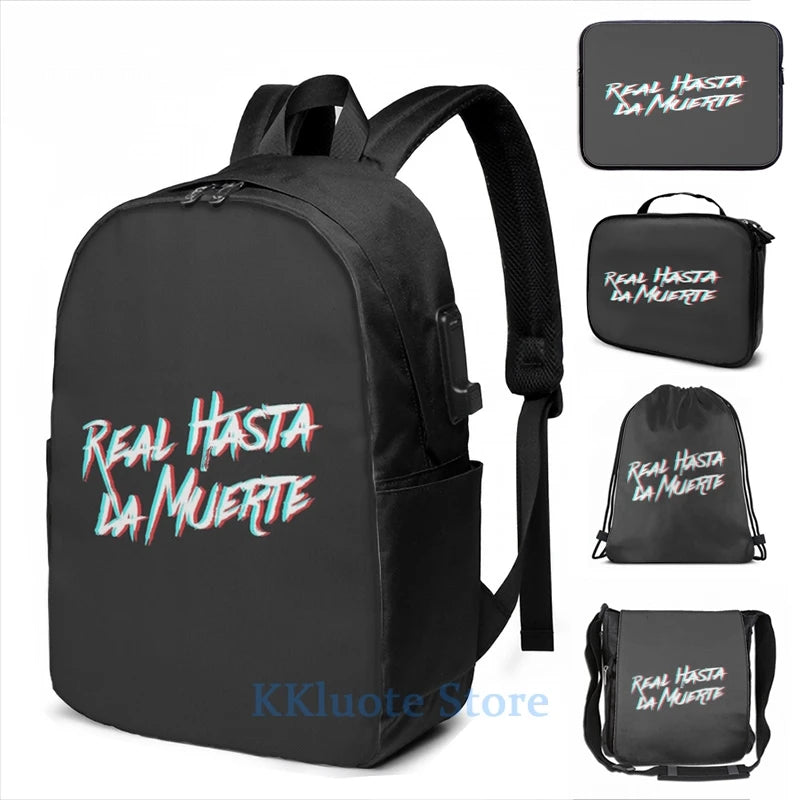 Funny Graphic print Anuel aa- real until death USB Charge Backpack