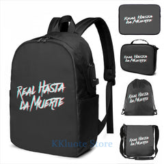 Funny Graphic print Anuel aa- real until death USB Charge Backpack