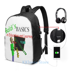 Funny Graphic Baldis Basics USB Charge Backpack School Travel Laptop Bag