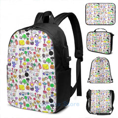 Funny Bfb Characters USB Charge Backpack Men Women School Travel Laptop Bag