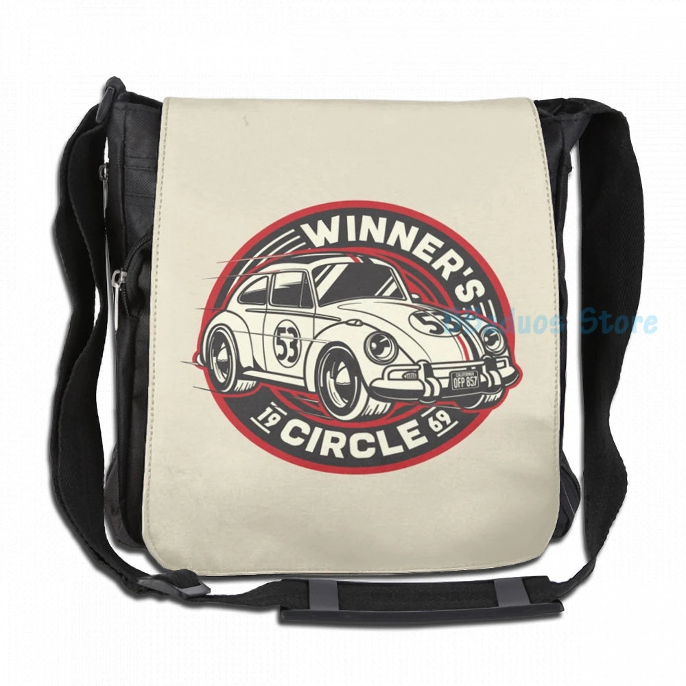 Funny Graphic Biker Herbie USB Charge Backpack School Travel Laptop Bag