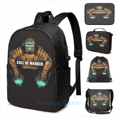 Funny Graphic Call of Marker Dead Space USB Charge Backpack Men School Bag