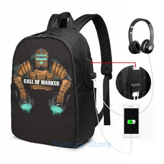 Funny Graphic Call of Marker Dead Space USB Charge Backpack Men School Bag