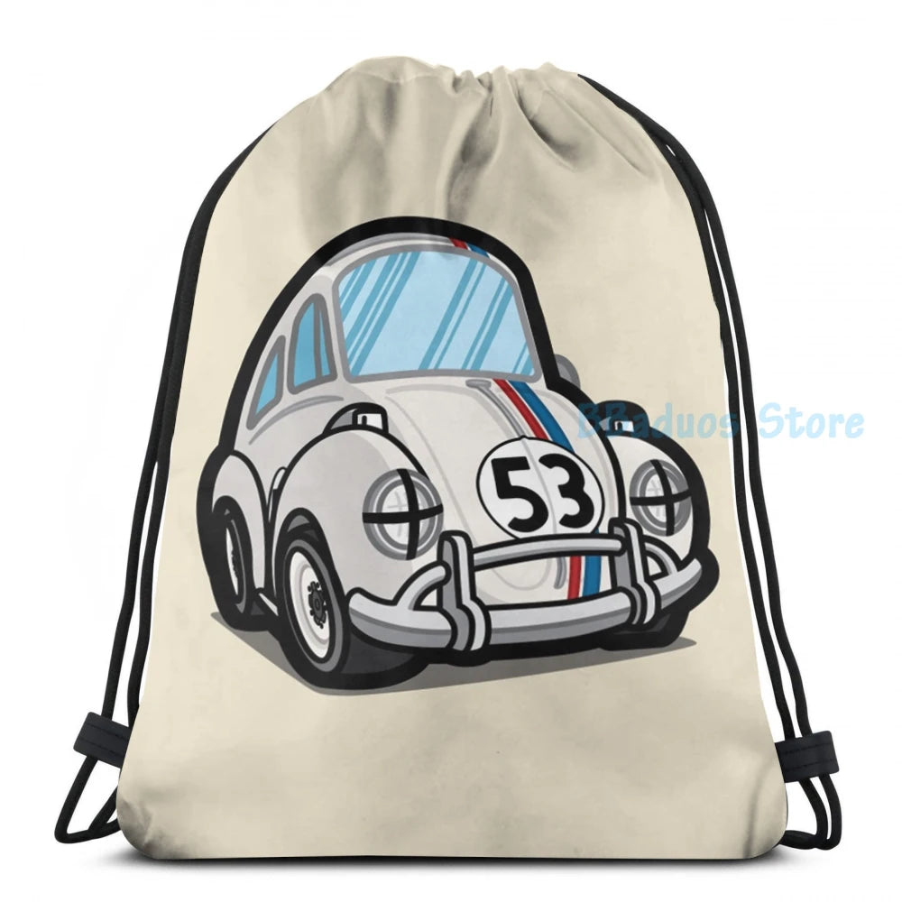 Funny Racing Herbie USB Charge Backpack School Travel Laptop Bag