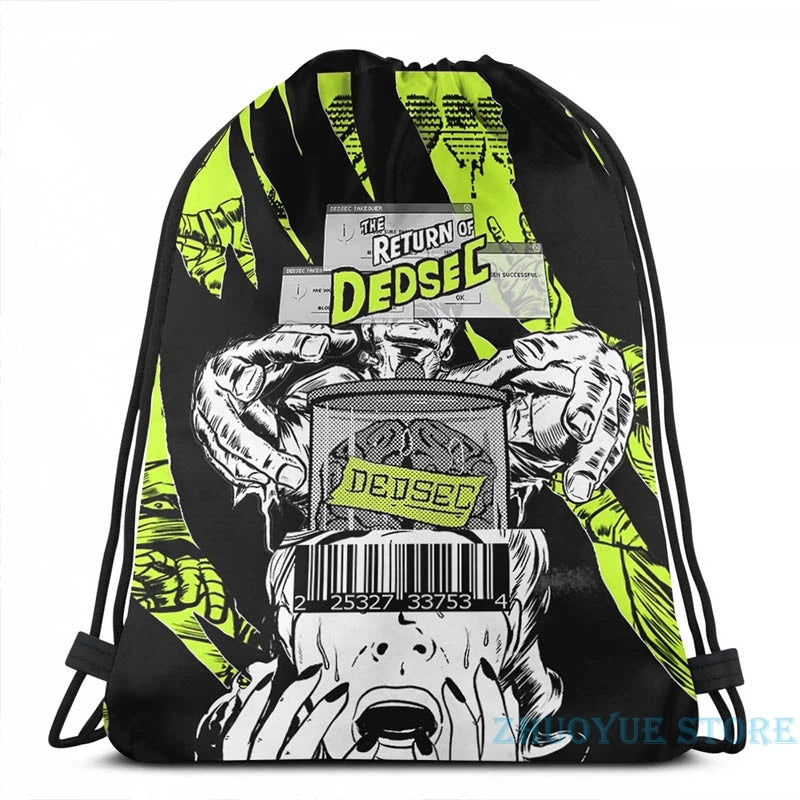 Dedsec Shirt USB Charge Backpack School Travel Laptop Bag