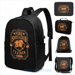 Fire Trainer (Arcanine) USB Charge Backpack School Travel Bag