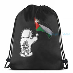 Funny Handala Symbol USB Charge Backpack School Travel Laptop Bag