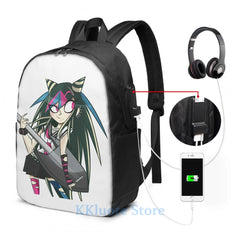 Funny Graphic Ibuki Mioda USB Backpack Charge School Travel Laptop Bag