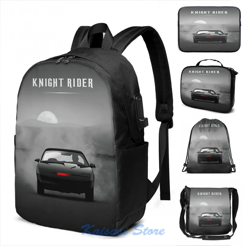 Knight Rider USB Charge Backpack Laptop Bag