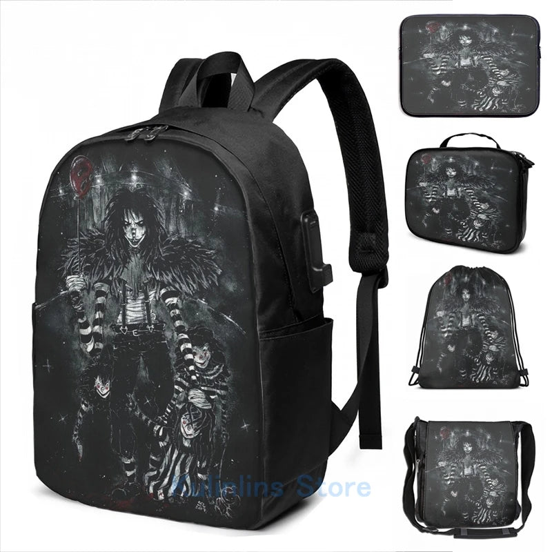 Funny Graphic print Jack USB Charge Backpack men School bags
