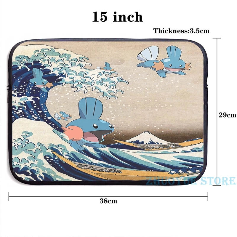 Funny Mudkip Wave USB Charge Backpack School Travel Laptop Bag