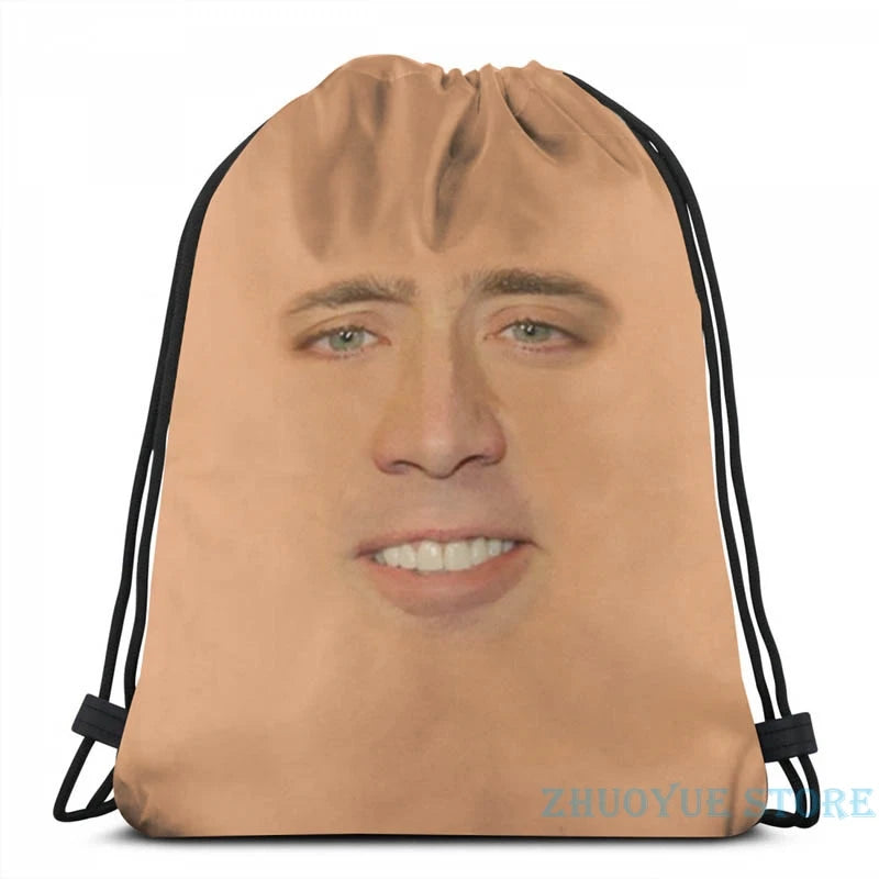 Funny Nicolas Cage USB Charge Backpack Full Face Graphic Print