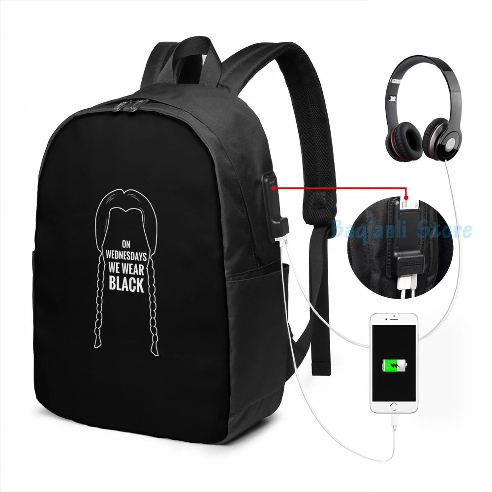 USB Charge Backpack Funny Graphic Print School Travel Laptop Bag