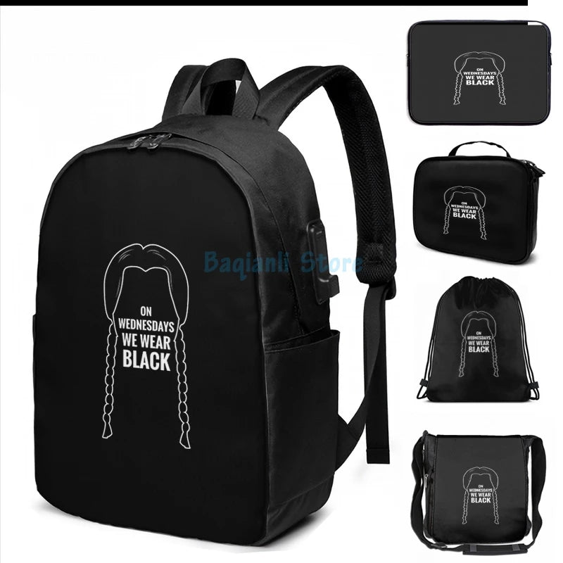 USB Charge Backpack Funny Graphic Print School Travel Laptop Bag