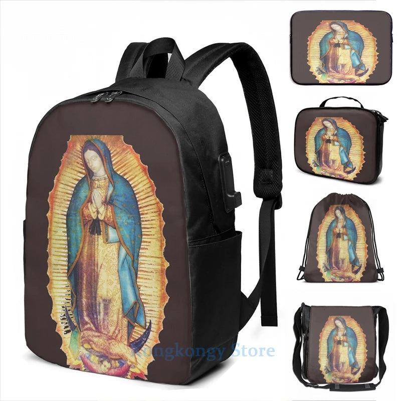 Funny Graphic Our Lady of Guadalupe Virgin Mary Tilma USB Charge Backpack