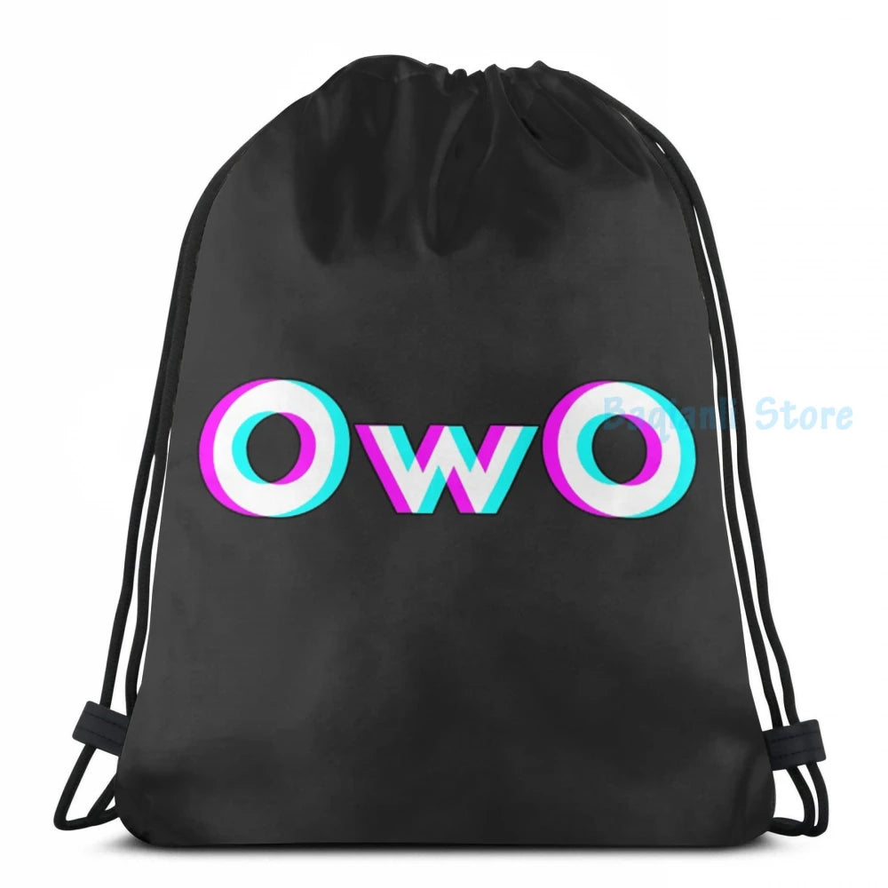 Funny OwO Anime Meme USB Charge Backpack - Vaporwave Graphic Print