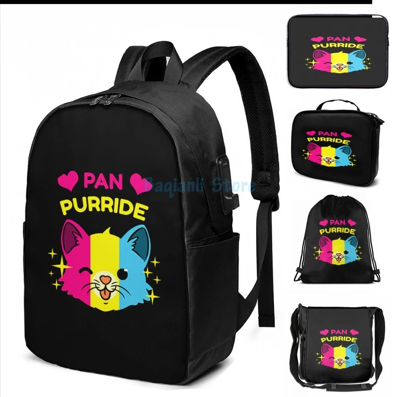 Pan Purride USB Charge Backpack for Pansexuals