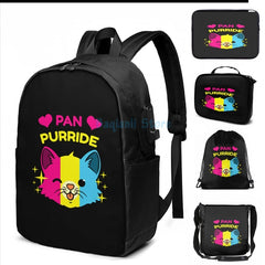 Pan Purride USB Charge Backpack for Pansexuals