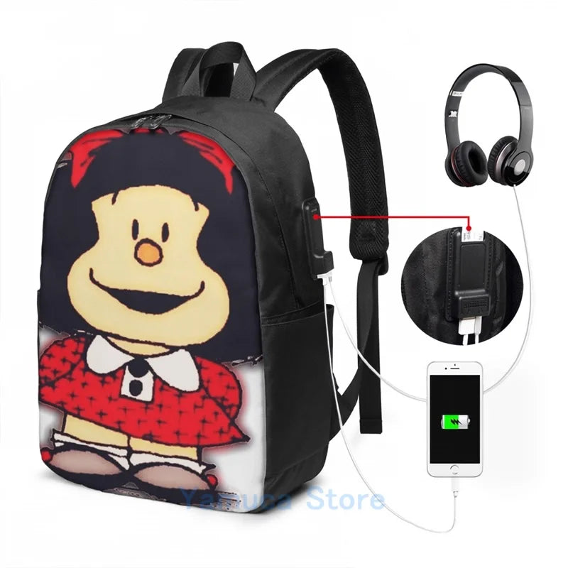 Funny Graphic Phone Cases & Skins + mafalda USB Charge Backpack
