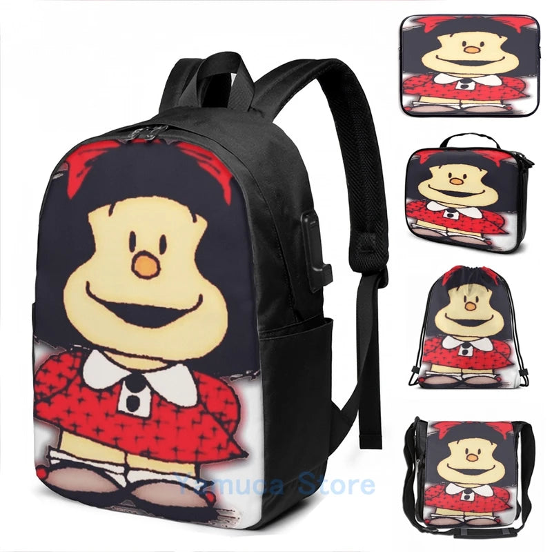 Funny Graphic Phone Cases & Skins + mafalda USB Charge Backpack