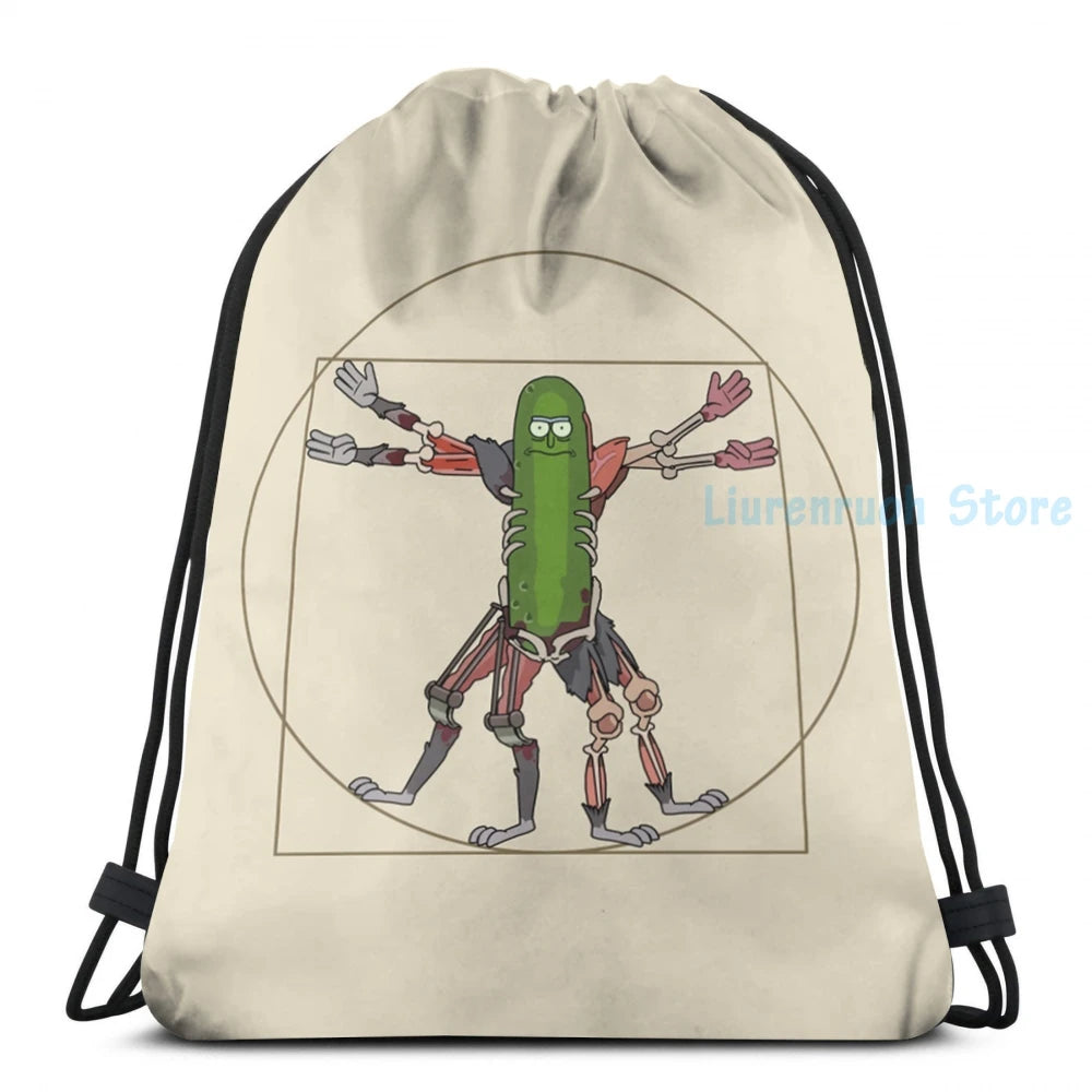 Funny Renaissance Pickle Rick USB Charge Backpack