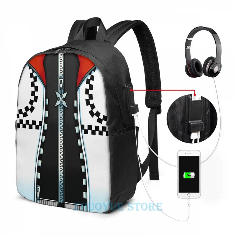 Funny Graphic print Roxas USB Charge Backpack School bags