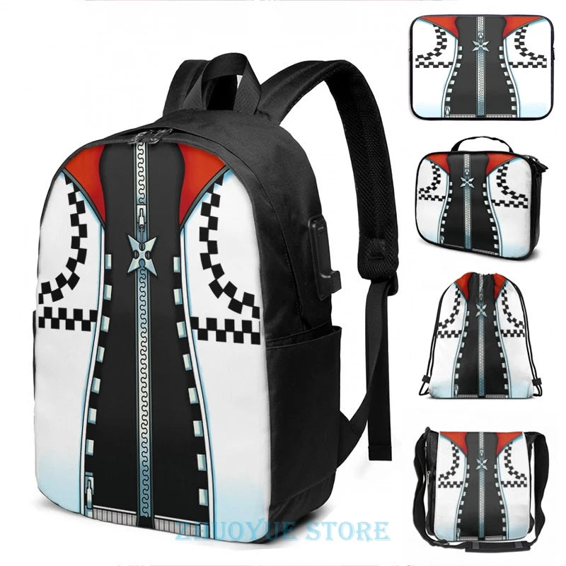 Funny Graphic print Roxas USB Charge Backpack School bags