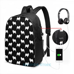 Funny Samoyed Silhouette USB Charge Backpack Men Women Travel Laptop Bag