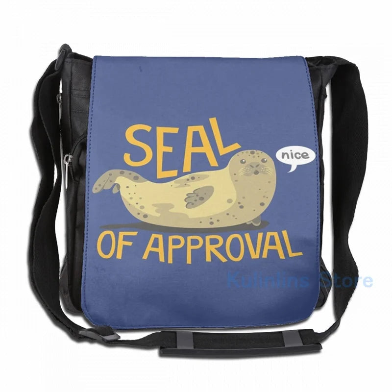 Funny Seal of Approval USB Charge Backpack Men Women Travel Laptop Bag
