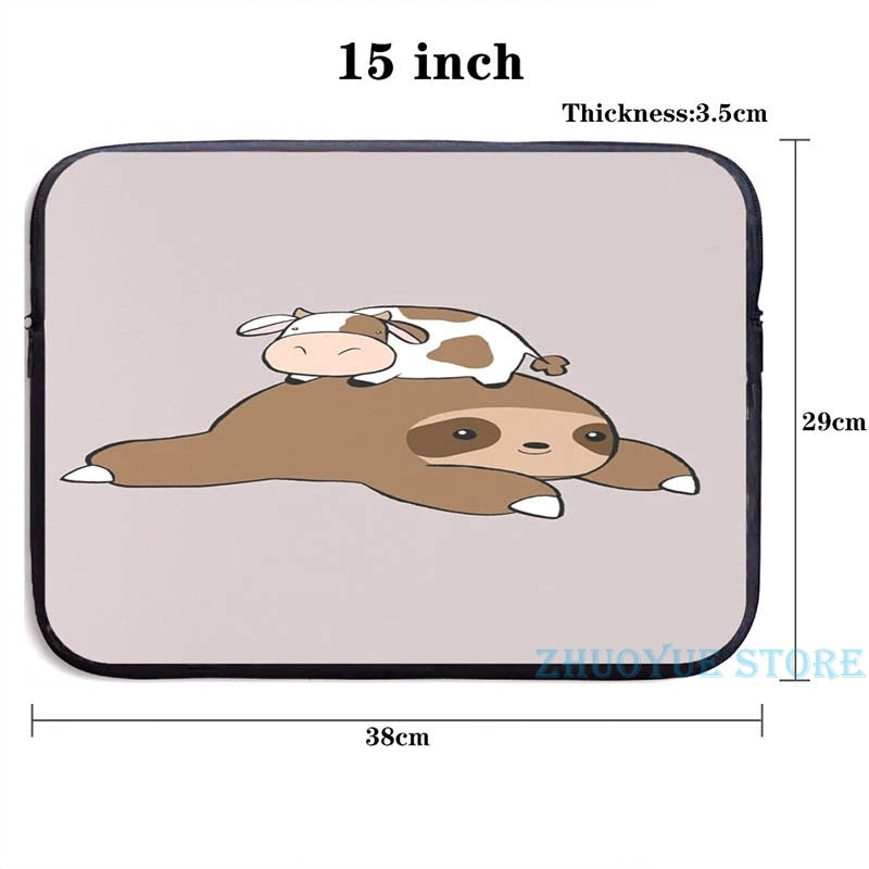 Funny Sloth and Tiny Cow USB Charge Backpack School Travel Laptop Bag