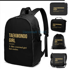 Funny Taekwondo USB Charge Backpack Men Women Travel Laptop Bag