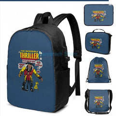 Incredible Thriller USB Charge Backpack Men Women School Travel Laptop Bag