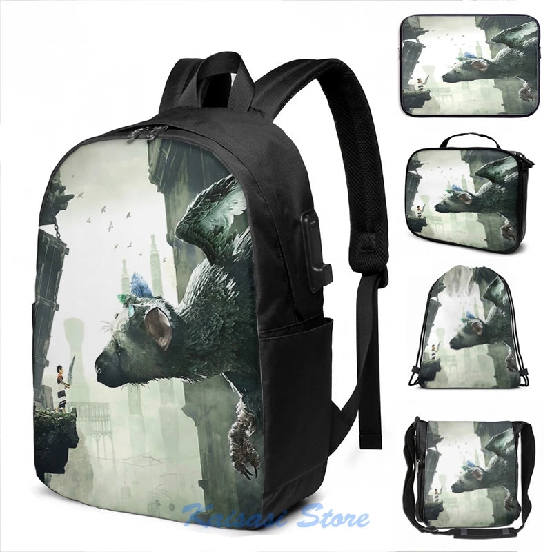 The Last Guardian USB Backpack Men Women School Bag Travel Laptop
