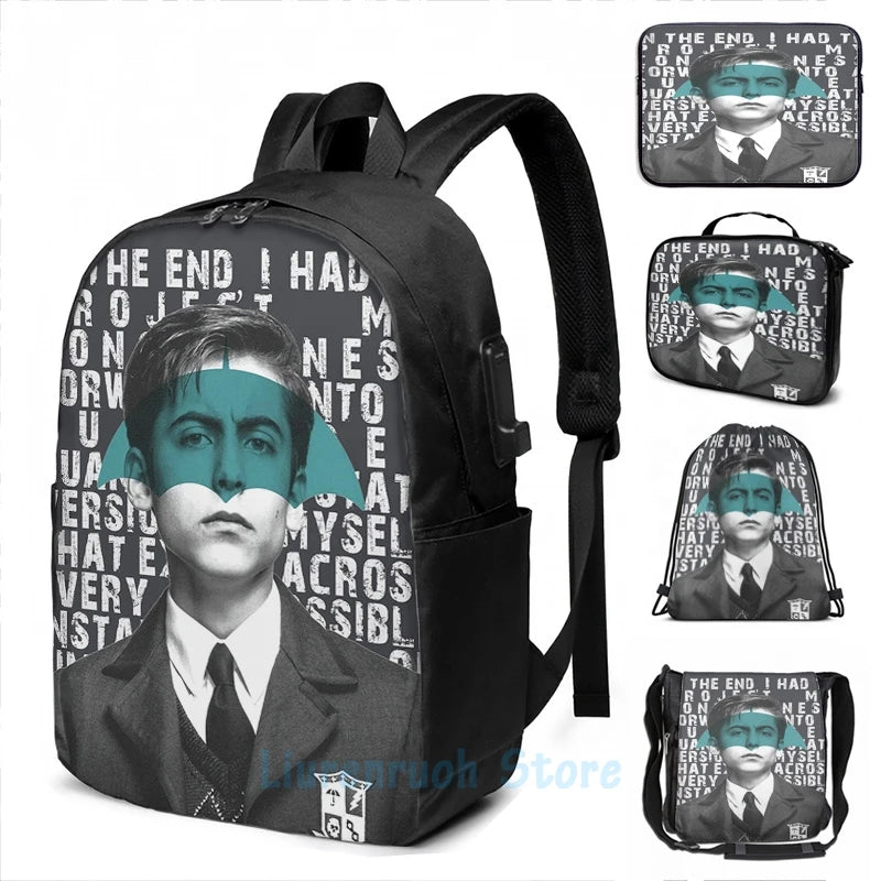 Funny Graphic Print The Umbrella Academy - Five is Back USB Charge Backpack