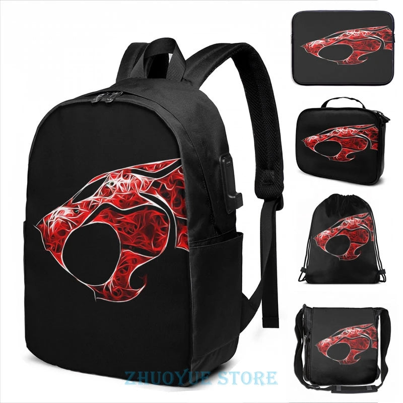 Thundercats USB Charge Backpack Travel Laptop Bag