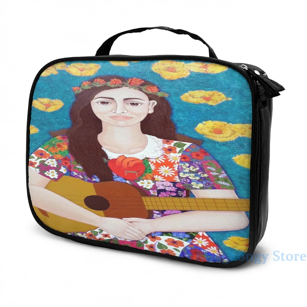 Graphic print Violeta Parra USB Charge Backpack men School bags Women bag