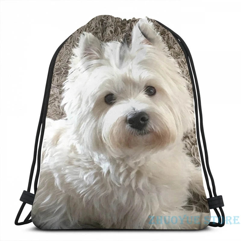 Funny Westie USB Charge Backpack School Travel Laptop Bag
