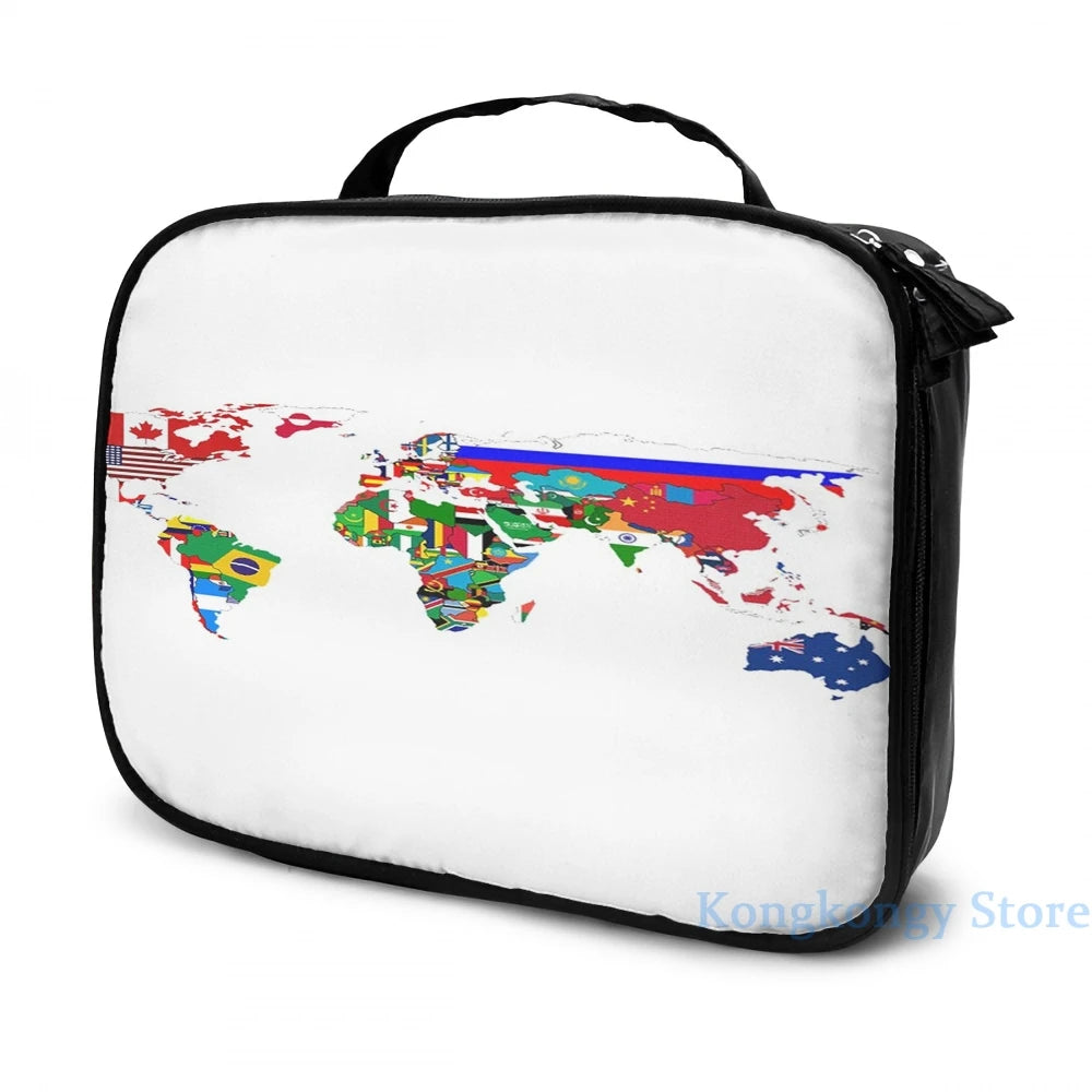 World Flags Map USB Charge Backpack Travel Laptop Bag