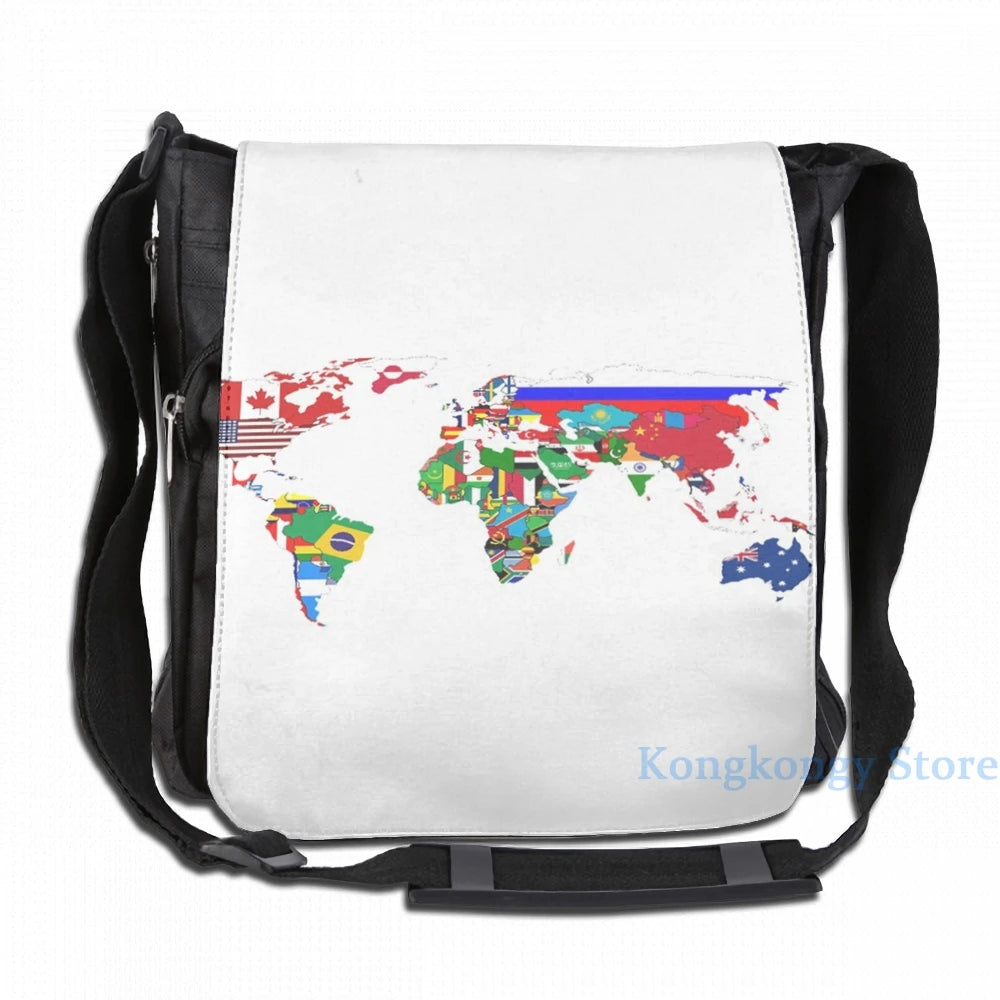 World Flags Map USB Charge Backpack Travel Laptop Bag