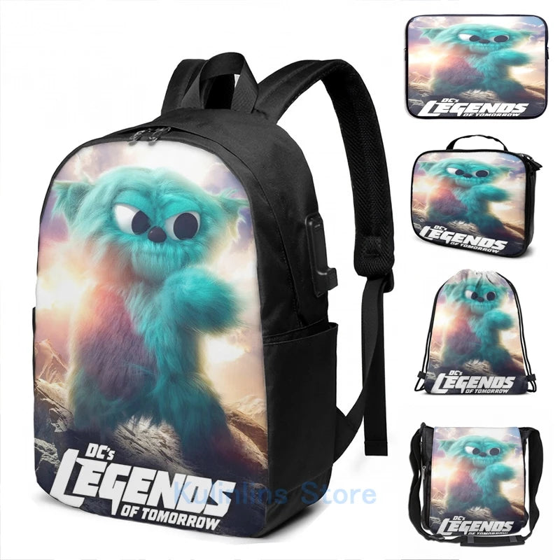 Funny Beebo USB Charge Backpack School Travel Laptop Bag