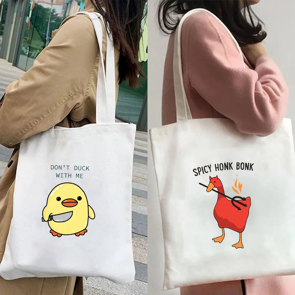 Funny Honk Untitled Goose Game Cartoon Frog Pingu Duck Women Girl Canvas