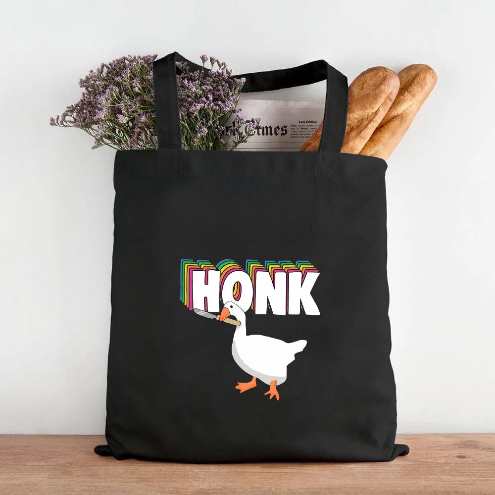 Funny Honk Untitled Goose Game Frog Pingu Duck Canvas Shoulder Bag