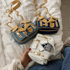 Funny Jacket Shoulder Bag Canvas Chains Mini Tote Clutch