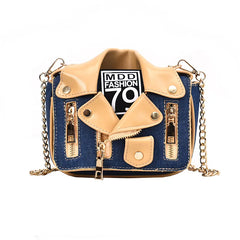 Funny Jacket Shoulder Bag Canvas Chains Mini Tote Clutch