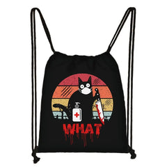 Funny Cat Drawstring Bag Pew Pew Madafakas Backpack Teenager