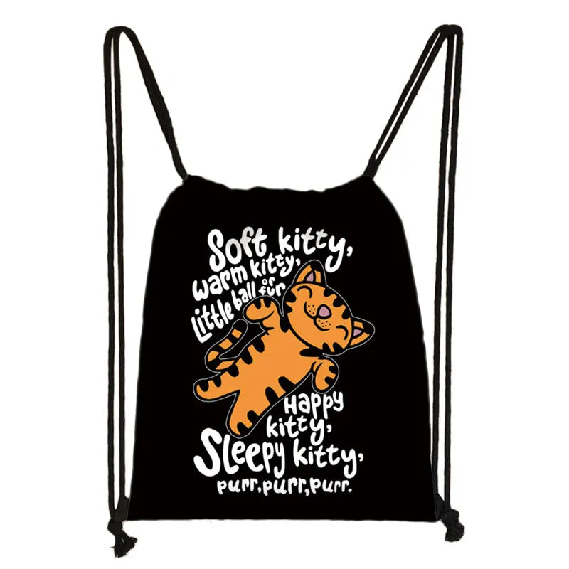 Funny Cat Drawstring Bag Pew Pew Madafakas Backpack Teenager
