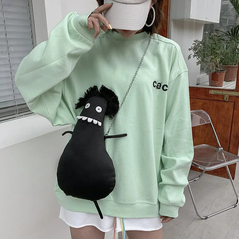 3D Germ Shape Crossbody Bag Skull Punk Monster Handbag Purse